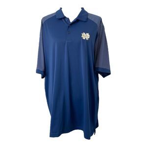 Notre Dame Men’s Size XLT Polo Shirt Antigua Blue and White Short Sleeve